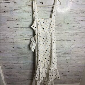 Prose & Poetry polka dot white ruffle dress size medium
